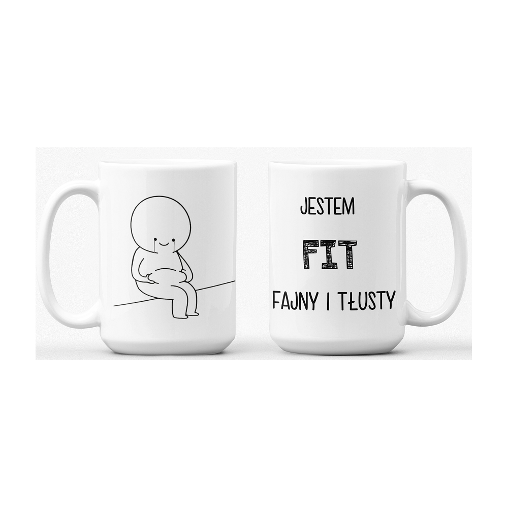 MĘSKA WERSJA Kubek - FIT - Fajny i tłusty - 450ml - dwustronna grafika
