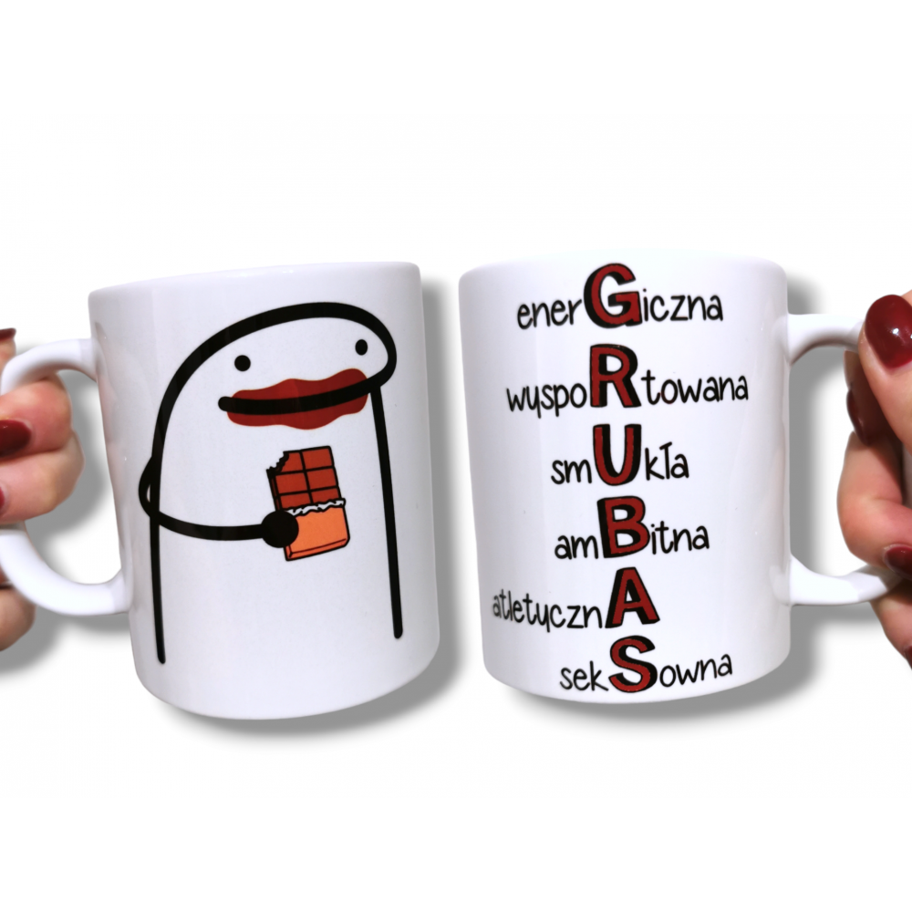 Kubek - GRUBAS :) - wersja damska 450ml - dwustronna grafika