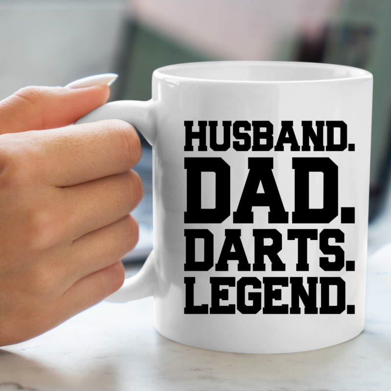 Kubek DARTS - HUSBAND,DAD,DARTS LEGEND -  330/450ml