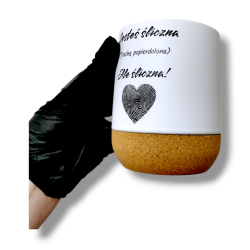 Kubek z pokrywką i korkowym spodem -  Jesteś śliczna, trochę popierdolona ale śliczna - 330/450 ml