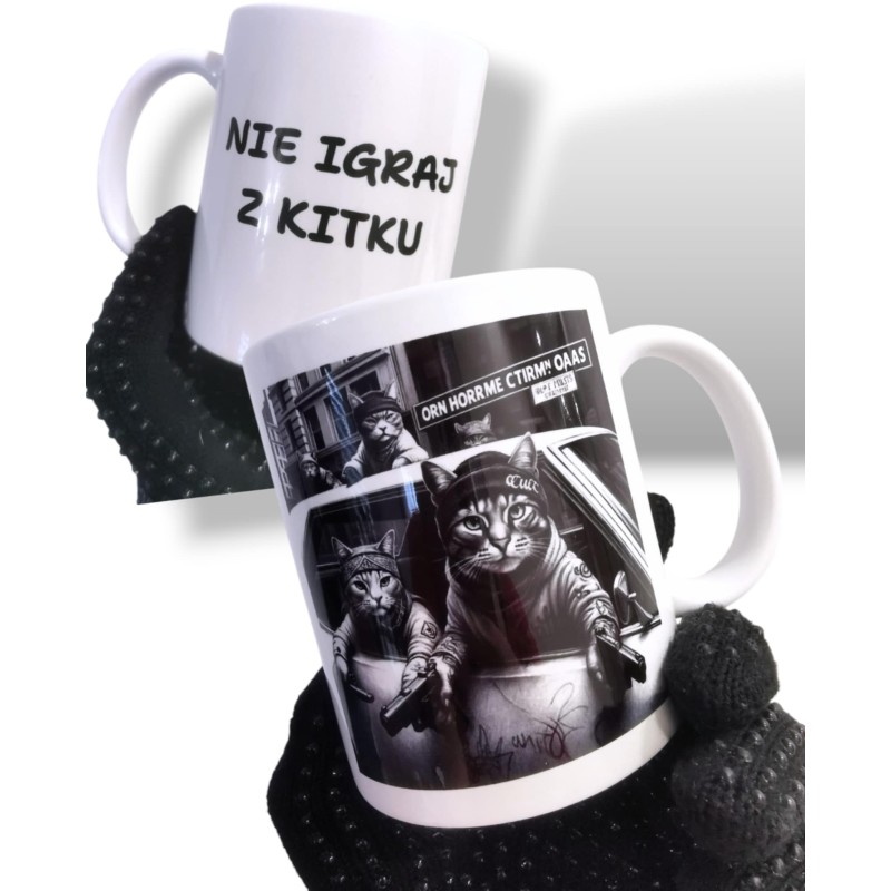 Kubek wulgarny -NIE IGRAJ Z KITKU / NIE WKURWIAJ KITKU -  330/450 ml